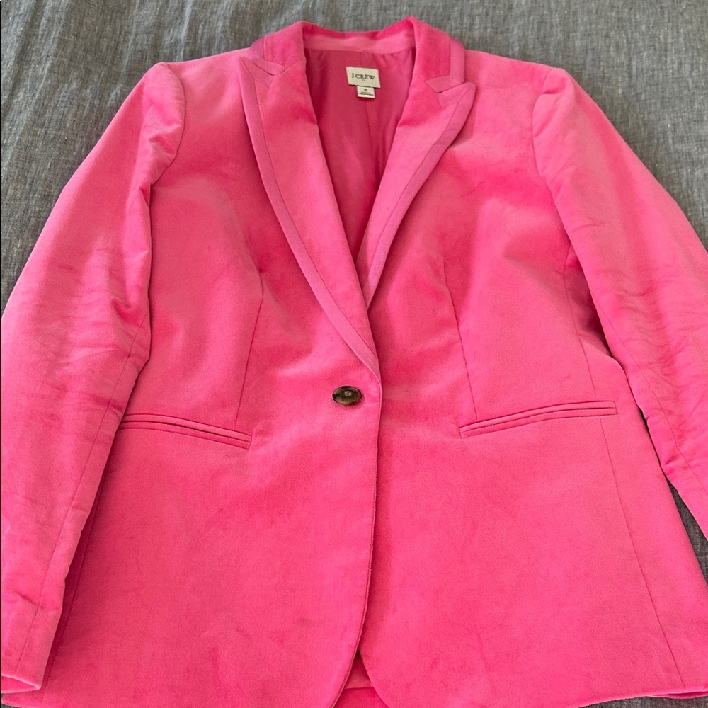 JCrew Velvet One-Button Blazer Brilliant Berry